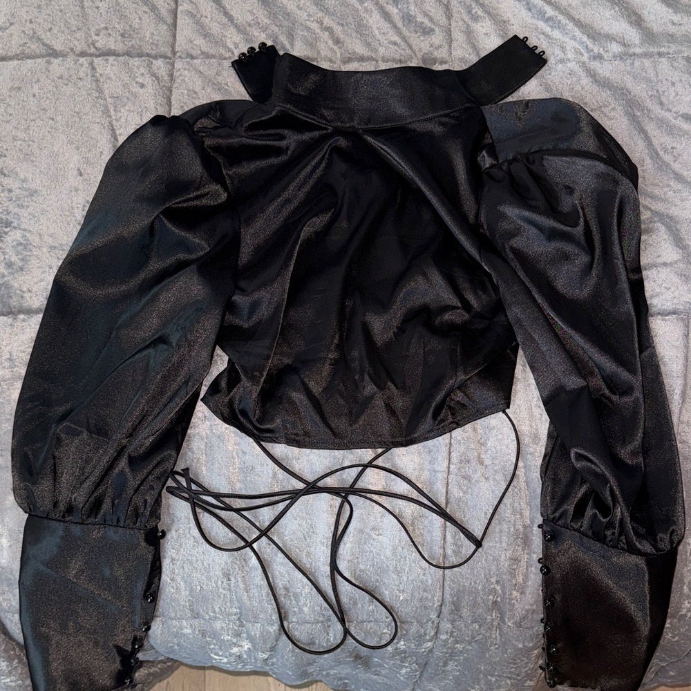 Elegant Black Satin Women's Top